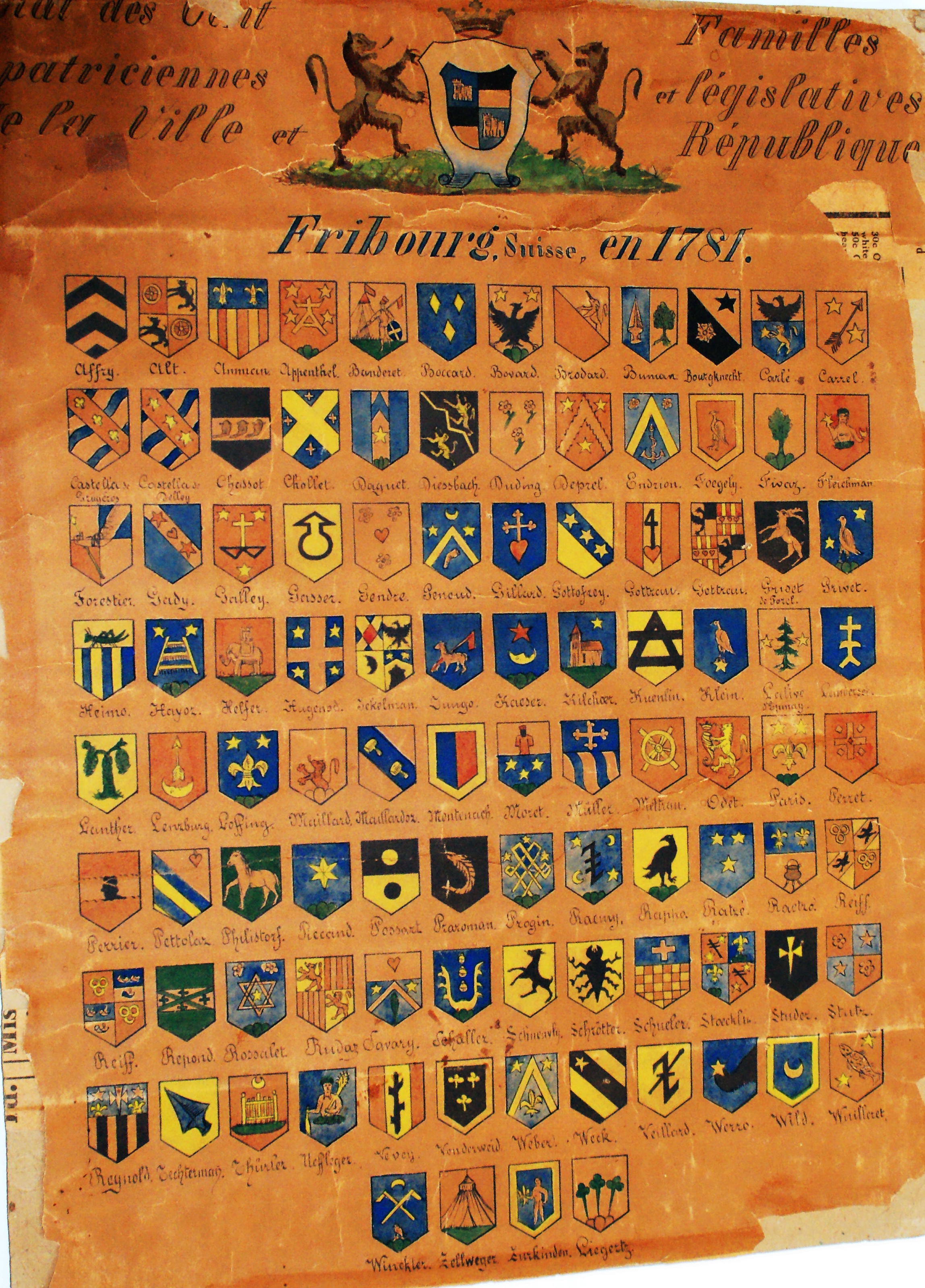 Blasons des 100 familles patriciennes de Fribourg Notre Histoire