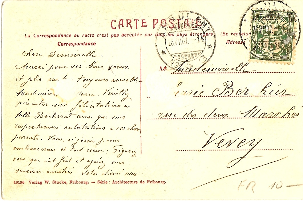 Texte carte postale Chapelle de Sainte Apolline, VillarssurGlâne et